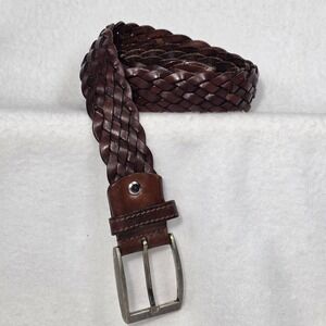 Vintage Stefano Vernizzi Brown Leather Braided Golf Casual Resort Belt Size 46